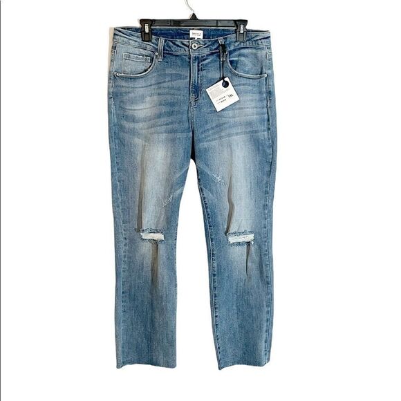 Special A High Waist Destroyed Jeans Medium Wash 1XL - Picture 1 of 10